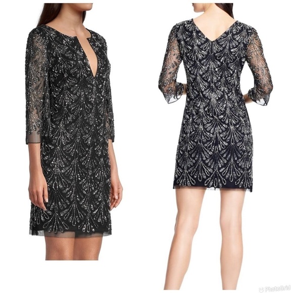 Aidan Mattox Beaded Trapeze Dress - Picture 1 of 10